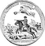 For his valor and victory at Cowpens, Washington received a silver medal awarded by the Continental Congress executed under the direction of Thomas Jefferson. The unique silver medal was designed by French medallic artists Du Pre and De Vivier.