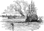 The New York Harbor in colonial days.