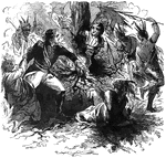 "The French officer rescuing Putnam from the Indians." - Lossing