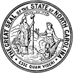 The Great Seal of the State of North Carolina, 1773. The seal shows Liberty standing and Plenty holding a cornucopia. Below is the state motto, 'Esse Quam Videri' meaning "To Be Rather Than To Seem."