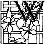 Capital letter "W" with flowers.