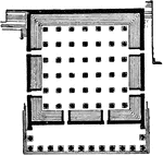 "Sekos- Plan of the Great Hall of the Mysteries, Eleusis, as excavated in 1888." -Whitney, 1911