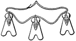 An illustration of a necklace with three pendant flies.