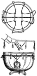 An illustration of a mechanical kettledrum showing the system of cords inside. Timpani (also known colloquially as kettledrums or kettle drums) are musical instruments in the percussion family. A type of drum, they consist of a skin called a head stretched over a large bowl commonly made of copper. They are played by striking the head with a specialized drum stick called a timpani stick or timpani mallet. Unlike most drums, they produce a definite pitch when struck, and can be tuned, often with the use of a pedal. Timpani evolved from military drums to become a staple of the classical orchestra by the last third of the 18th century. Today, they are used in many types of musical ensembles including concert, marching, and even some rock bands.
