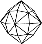 A disdyakis dodecahedron, or hexakis octahedron, is a Catalan solid and the dual to the Archimedean truncated cuboctahedron. As such it is face-transitive but with irregular face polygons. It looks a bit like an inflated rhombic dodecahedron &mdash; if one replaces each face of the rhombic dodecahedron with a single vertex and four triangles in a regular fashion one ends up with a disdyakis dodecahedron.