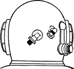 Back view of a diving helmet.