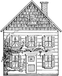 The third step to drawing a house. The drawing becomes further elaborated as it reaches completion.