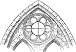 The "clearstory window of St. Leu d'Esserent, France" showing a sexfoil window, of six petals. -Whitney, 1911