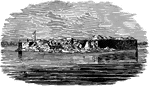 The fort is best known as the site where the shots initiating the American Civil War were fired, at the Battle of Fort Sumter. Pictured here is Fort Sumter following the bombardment in 1864.