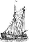The sheer hulk is a ship that is afloat but incapable of going to sea. It was used as a crane to help construct ships with its sheers (masts).