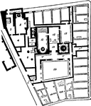 The ground plan of the baths of Pompeii, Italy.