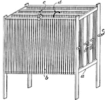&quot;Nichols Rheostat. a, wooden frame; b, tinned iron strip; c, stationary, and c', movable binding-posts; d, copper strip for short-circuiting.&quot; -Whitney, 1911