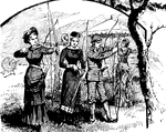 Adults with bows and arrows.