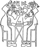 An illustration of two Hittite women sitting. The Hittites were an ancient Anatolian people who spoke a Hittite language of the Anatolian branch of the Indo-European language family, and established a kingdom centered at Hattusa in north-central Anatolia (on the Central Anatolian plateau) ca. the 18th century BC. The Hittite empire reached its height ca. the 14th century BC, encompassing a large part of Anatolia, north-western Syria about as far south as the mouth of the Litani River (a territory known as Amqu), and eastward into upper Mesopotamia. After ca. 1180 BC, the empire disintegrated into several independent "Neo-Hittite" city-states, some surviving until as late as the 8th century BC.