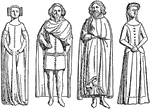 An illustration of King Edward II's children: Eleanor, Edward, John, and Joanna.