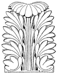 The Roman Leaf design is shown as a capital of a column in Pantheon, Rome. The spoon-like roundings of the points of the leaves, as well as the deep incisions are designed to look good from a distance.