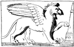 The Greek Griffin is associated with Antiquity and fire, usually appears on Candelabras and friezes. The Griffin has the body of a Lion and the head and wings of an Eagle.