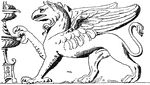 The Roman Griffin has the body of a Lion and the head and wings of an Eagle. The Griffin is usually associated with Antiquity and fire, and appears on Candelabras and friezes.