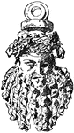 The Bacchus Mask (Greek God of wine) is a Graeco Italic style. It is a fragment of a vessel or utensil.