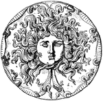 The Farnese Dish Medusa Head is an onyx patera, or black dish. It is a Roman design.