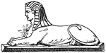 The Crouching Sphinx is a modern design of the bust of a woman and the body of a lion.
