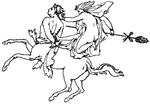 The two Centaurs and Bacchantes comes from mural paintings found in ancient Pompeii, Rome. It is imaginary wild monsters with the fore part of a man and the hinder of a horse.