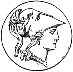 This Right Minerva head is the modern version design of the Greek Goddess Athena. This design frequently occurred on medallions.