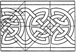 The northern interlacement band is a pattern that is also known as Celtic, Anglo-Saxon, Norman, Scandinavian and Old Frankish. Its is a richly complicated interlacement design. This design comes from a manuscript ornament of the 8th and 9th century.