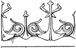This modern french cresting border is a design found in the castle of Pierrefonds in France. It is found on the ridge or top of a roof.