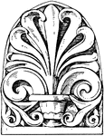 The Roman antefix is is found in the temple of Jupiter Stator in Rome, Italy. This design is found on the lower roof line in front of the imbrices (overlapping roof tiles).