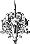 The wrought-iron finial is a 16th century design in the shape of a flower.