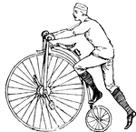 Man demonstrating how to mount the bicycle.