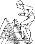 Man excercising on a ladder.