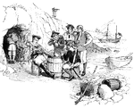 Pirates of the eighteenth century at their cave.