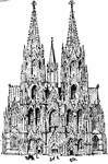 West front view of the Cologne Cathedral in Germany.