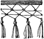 The Turkish saddle-cloth valence is 17th century design. It is a simple of cords and tassels.