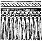 The Renaissance valence is a silver color hanging textile termination with the lower end ornamentally cut. It is ornamented with cords, tassels and embroidery.
