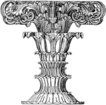 The finial foliated shaft is a Greek design of the choragic monument of Lysikrates in Athens.