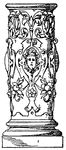 The lower part of column profiled shaft is a design found in the Mayence Cathedral in Germany.