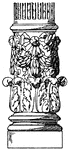 The lower part of column profiled shaft is a design found in the Palais du Commerce in Lyons, France.