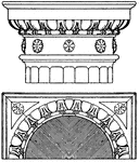 The Doric capital is an Italian Renaissance design consisting of the abacus, which is square and the echinos, which is circular.