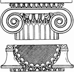 This Graeco-Ionic capital is a scroll design with intervals of egg band and palmettes.