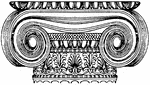 The Graeco-ionic capital is a design of a scroll rolled on both sides with spiral curves. It has an added neck that is decorated with a palmette ornament.