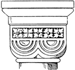 The Romanesque Double-Cushion Capital is an 11th century design found in the Rosheim church in France. It is a design of a half sphere that is cut by planes below and on the four sides.