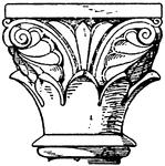 This Romanesque capital is found in cloisters of a church. It is a simpler design that is reminiscent of the Antique style.