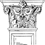 The Corinthian pilaster capital is an Italian Renaissance design found in the portal of San Michele in Venice. This pilaster is broader in proportion to its height.