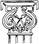 This wrought-iron pilaster capital is a 17th century design found in the castle of Athis-Mons, Paris, France.