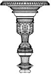 The Antique candelabrum capital has a plate or cup like form on the top where a lamp or candle can be placed.