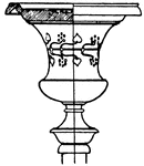 The Antique candelabrum capital has a plate or cup like form on the top where a lamp or candle can be placed.
