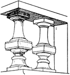 The Balusters ClipArt gallery provides 18 examples of balusters (individual stone, wood, or metal spindles) and balustrades (the railings formed by multiple balusters).